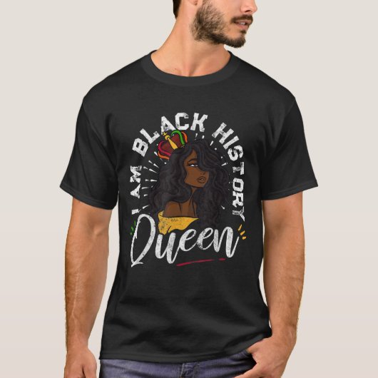 Ik ben Zwarte Geschiedenis Koningin Afrikaanse Ame T-shirt (Voorkant)