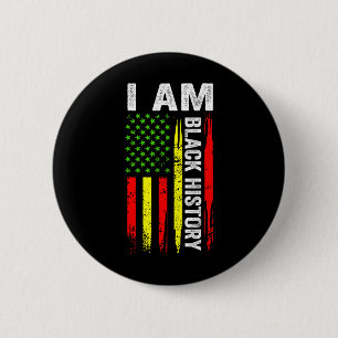 Ik ben Zwarte Geschiedenis Maand Afro-Amerikaanse  Ronde Button 5,7 Cm