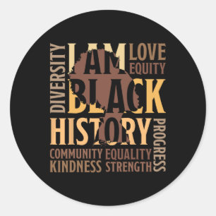 Ik ben Zwarte Geschiedenis Maand Afro-Amerikaanse Ronde Sticker