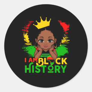 Ik ben Zwarte Geschiedenis Maand Cute Melanine Mei Ronde Sticker