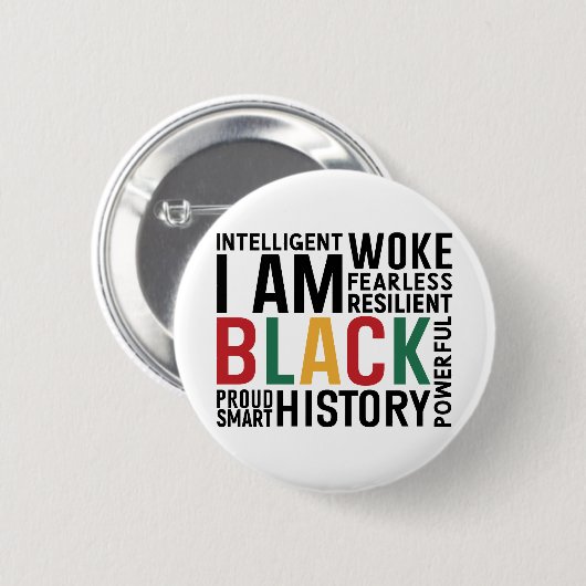 Ik ben Zwarte Geschiedenis Maand Ronde Button 5,7 Cm (Voorkant /achterkant)
