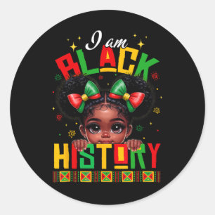 Ik ben Zwarte Geschiedenis Maand T-shirts voor kin Ronde Sticker