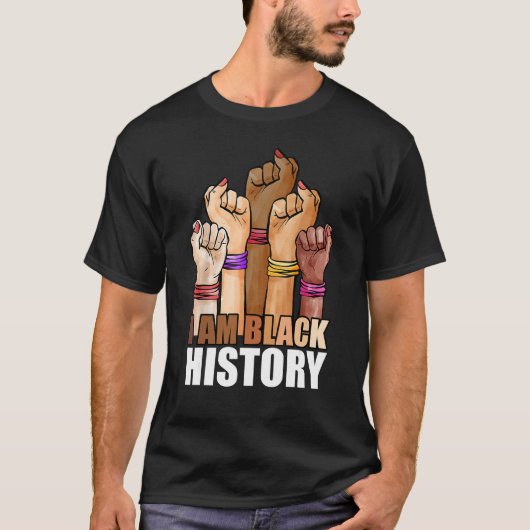 Ik ben Zwarte Geschiedenis Maand Toename Hand-Afri T-shirt (Voorkant)