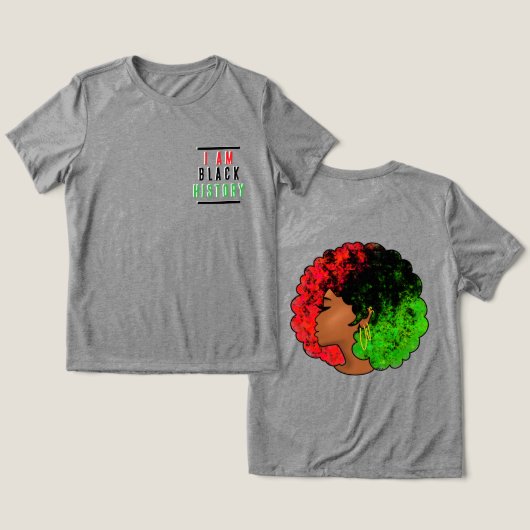 Ik ben zwarte geschiedenis pan Afrikaanse vlag afr Tri-Blend Shirt (Ontwerp Voorkant & Achterkant)