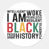 Ik ben zwarte geschiedenis ronde sticker (Voorkant)