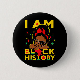 Ik ben Zwarte Geschiedenis T-shirt voor kinderen M Ronde Button 5,7 Cm
