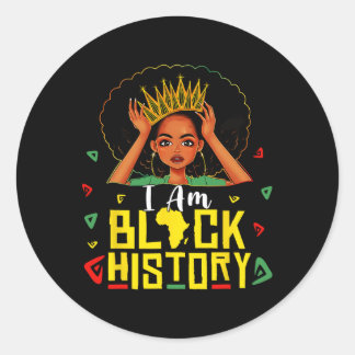 Ik ben Zwarte Geschiedenis Vrouwen Meisje Maand va Ronde Sticker