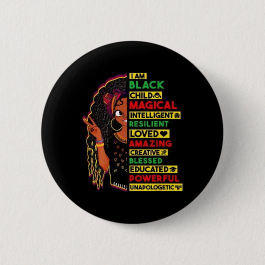 Ik ben Zwarte Kinder Geschiedenis Maand Afro-Ameri Ronde Button 5,7 Cm (Voorkant)