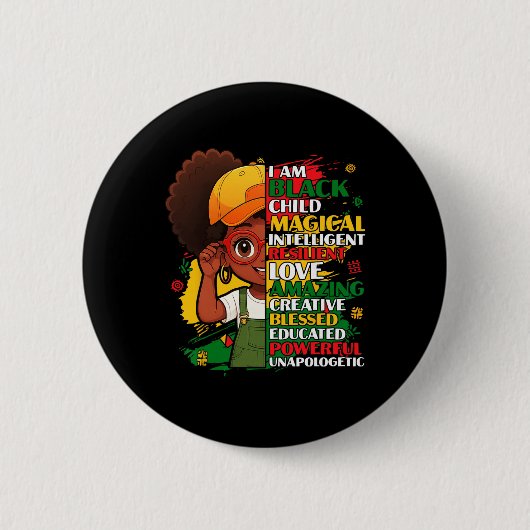 Ik ben Zwarte Kinder Geschiedenis Maand Afro-Ameri Ronde Button 5,7 Cm (Voorkant)
