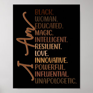 Ik ben zwarte vrouw opgeleid Melanin Black History Poster