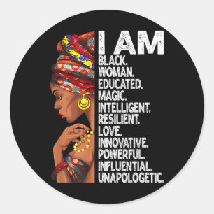 Ik ben zwarte vrouw, opgeleid zwart, maandblad ronde sticker
