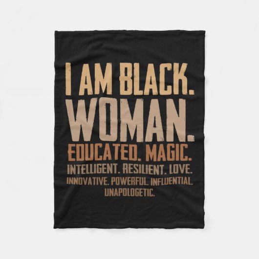 Ik Ben Zwarte Vrouw Opgeleide Magie Junenth Black  Fleece Deken (Voorkant)