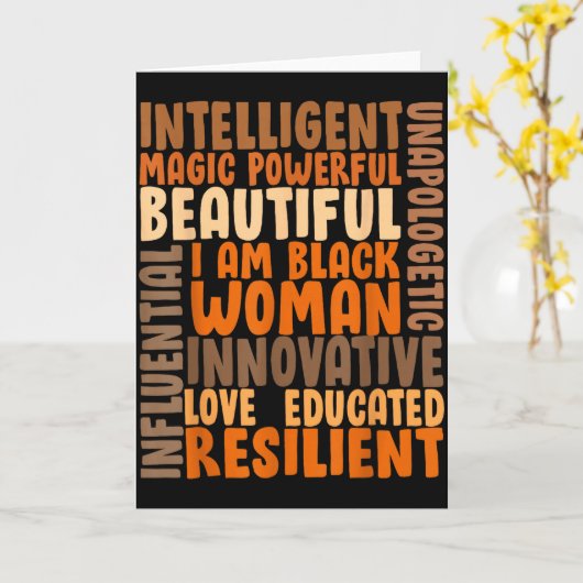 Ik Ben Zwarte Vrouw Zwarte Geschiedenis Afro-Ameri Kaart (Gele Bloem)