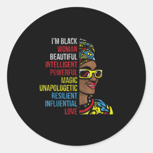 Ik ben zwarte vrouwen mooie intelligente krachtige ronde sticker