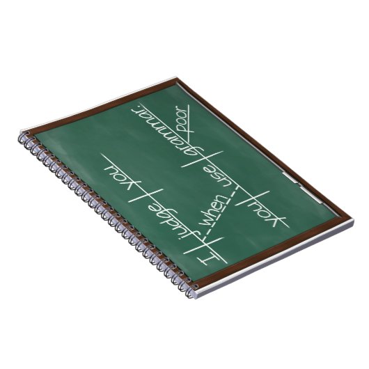 Ik beoordeel je als je arme grammatica gebruikt. notitieboek (Rechterzijde)