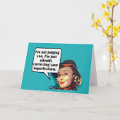 Ik beoordeel u niet… Retro Vrouw Kaart (Gele Bloem)