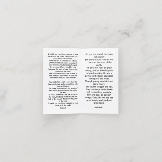 "Ik beschouw uw hemelen" (Schrift) Klantenkaartje (Binnenkant ongevouwen)