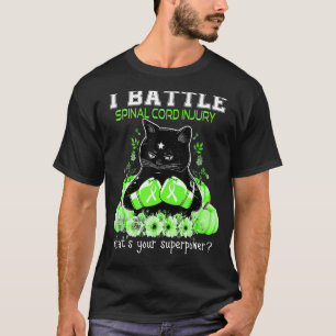 Ik bestrijd Ruggenmergletsel Awareness Kat T-shirt