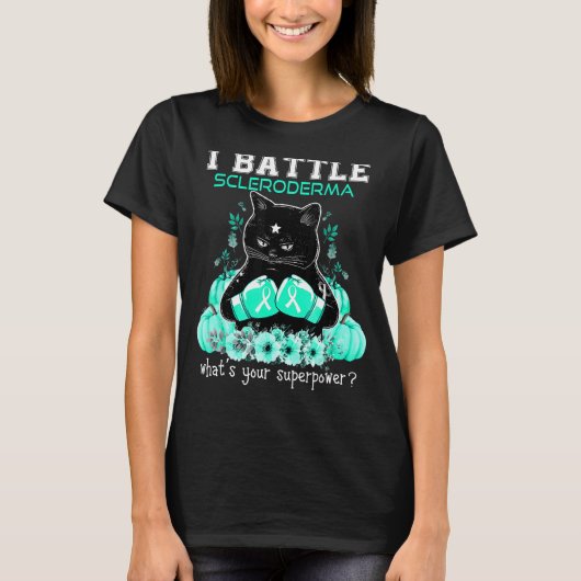 Ik bestrijd Scleroderma bewustzijn kat T-shirt (Voorkant)