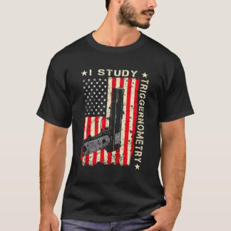 Ik bestudeer triggernometrie-Pistool op rug 2e wij T-shirt