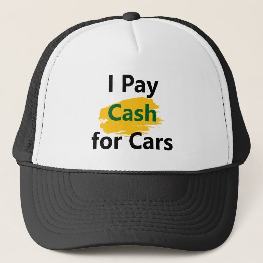 Ik betaal contant voor auto's trucker pet (Voorkant)