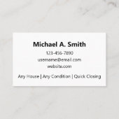 Ik betaal contant voor huizen visitekaartje (Achterkant)