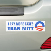 Ik betaal meer belastingen dan Mitt Obama 2012 47  Bumpersticker (Op auto)