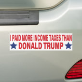 Ik betaalde meer inkomstenbelasting dan Donald Tru Bumpersticker (Op auto)