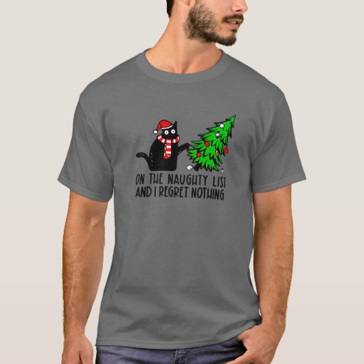 Ik betreur het dat er niets Black Cat kerstkat mam T-shirt (Voorkant)
