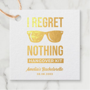 Ik betreur niets Bachelorette Party Hangover Folie Bedankjes Labels