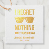 Ik betreur niets Bachelorette Party Hangover Folie Bedankjes Labels (Voorkant)