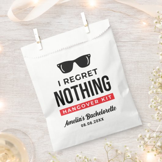 Ik betreur niets Bachelorette Party Hangover Kit Bedankzakje (Geknipt)