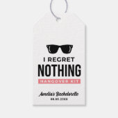 Ik betreur niets Bachelorette Party Hangover Kit Cadeaulabel (Voorkant)