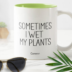 Ik Bevochtig Mijn Planten Tuin Humoristisch Grappi Tweekleurige Koffiemok
