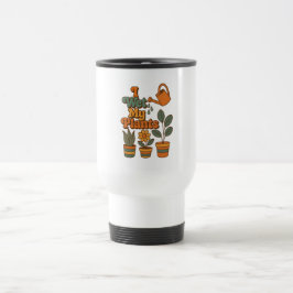 Ik bewater mijn planten – Retro 70s strepen Reisbeker