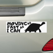 Ik beweeg zo snel als ik kan, grappige schildpad bumpersticker (Op auto)