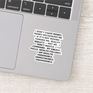 IK BEWEEK RIJKDOM. GEEN MENINGEN. STICKER