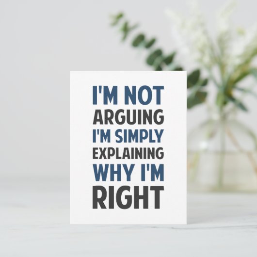 Ik beweer niet dat ik het uitleg. briefkaart (Staand voorkant)