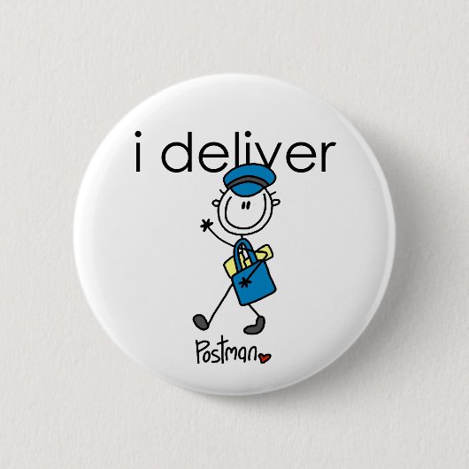 Ik bezorg post Postbode Ronde Button 5,7 Cm (Voorkant)