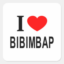 Ik ❤️ BIBIMBAP Ik HOU VAN BIBIMBAP Ik HEB BIBIMBAP Vierkante Sticker