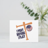 Ik bid voor ik Basebal Game speel Briefkaart (Staand voorkant)