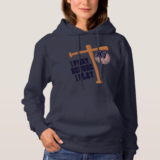 Ik bid voor ik Basebal Game speel Hoodie (Voorkant)