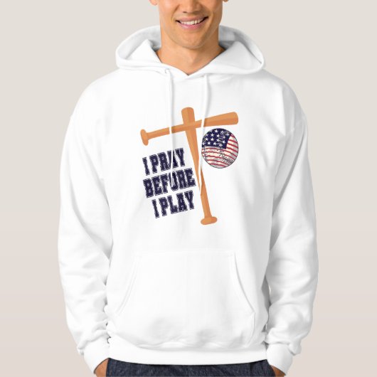 Ik bid voor ik Basebal Game speel Hoodie (Voorkant)