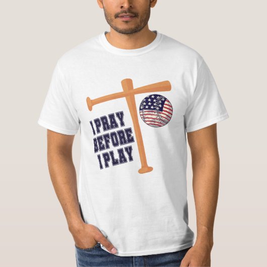 Ik bid voor ik Basebal Game speel T-shirt (Voorkant)