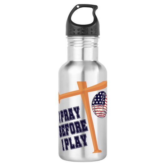 Ik bid voor ik Basebal Game speel Waterfles (Voorkant)