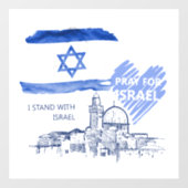Ik bid voor Israël, ik sta achter Israël. wereldvr Raamsticker (Vel)
