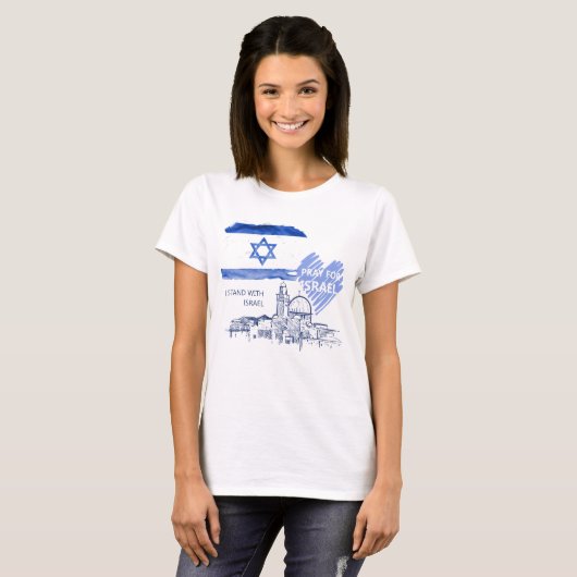 Ik bid voor Israël, ik sta achter Israël. wereldvr T-shirt (Voorkant volledig)