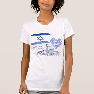 Ik bid voor Israël. Ik sta achter Israël. Wereldvr T-shirt