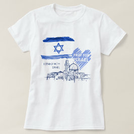 Ik bid voor Israël. Ik sta achter Israël. Wereldvr T-shirt