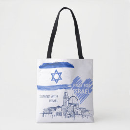 Ik bid voor Israël, ik sta achter Israël. wereldvr Tote Bag